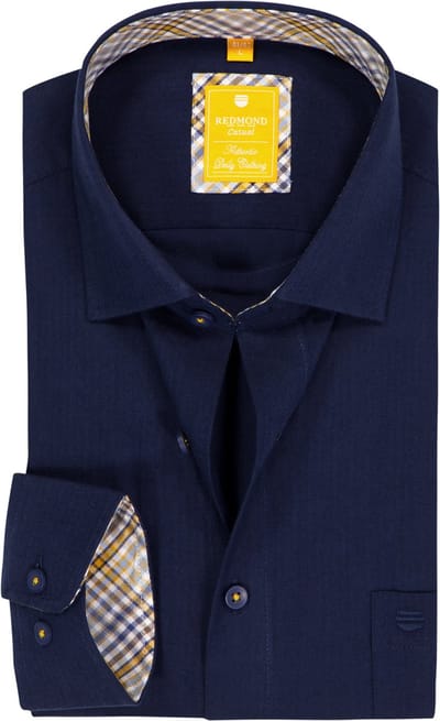 Redmond modern fit overhemd - twill - donkerblauw - Strijkvriendelijk - Boordmaat: 39 - 40