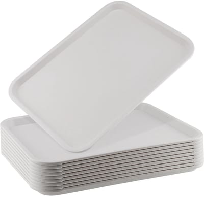 Dailygoody - Fast Food Tray - Plastic Serveerblad - Wit - Voedsel Trays - Ideaal voor Restaurants - Set van 10
