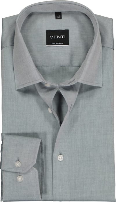 Venti - Heren Overhemd - Poplin - Strijkvrij - Regular fit - Grijs