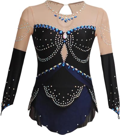 Meisjes Schaatspak met Mesh en Strass voor Optredens en Wedstrijden - Perfect voor Kunstschaatsen