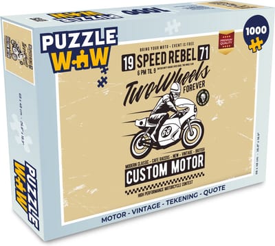 Puzzel Motor - Vintage - Tekening - Quote - Legpuzzel - Puzzel 1000 stukjes volwassenen