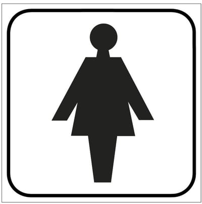 Toilet dames sticker, wit 100 x 100 mm
