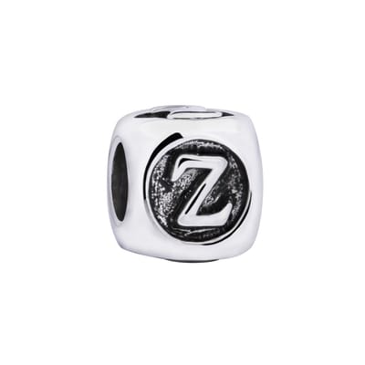 Quiges - 925 - Zilveren - Bedels -Sterling zilver - Beads - Alfabet Letter Z Kraal Charm - Geschikt – voor - alle bekende merken - Armband Z449