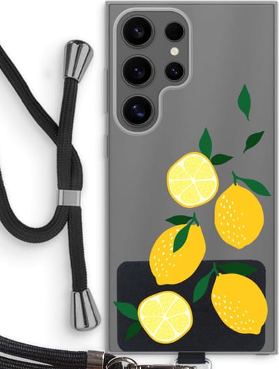 Case Company® - Hoesje met koord geschikt voor Samsung Galaxy S24 Ultra hoesje met Koord - You're my lemon - Telefoonhoesje met Zwart Koord - Bescherming aan alle Kanten en Over de Schermrand