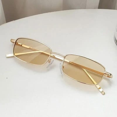 Mode Punk y2k Kleine Rechthoekige Zonnebril voor Mannen Vrouwen Vintage Vierkante Rij Zonnebril Metalen Frame