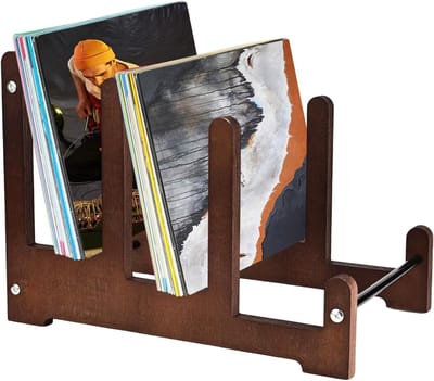 Vinyl Platenstandaard voor Opslag, Houten Houder voor Platen, Tijdschriften en Boeken - Retro Decoratie 37 x 27 x 24 cm