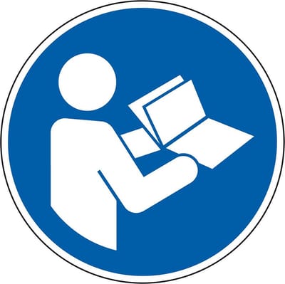 Gebruiksaanwijzing gebruiken sticker - ISO 7010 - M002 25 mm - 10 stuks per kaart