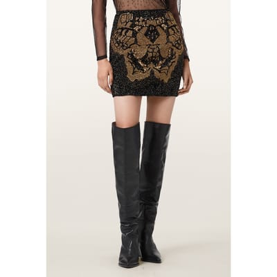 AllSaints Jamilia Emb Skirt Black/gold Taglia: 2 | Minigonne Outlet | Donna | Nero