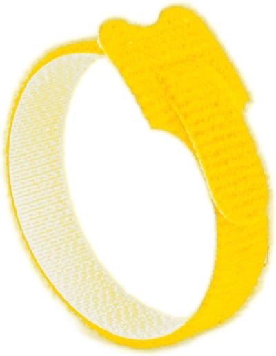 Kortpack - Klittenband tyraps - 200mm x 12.5mm - Geel - 10 Stuks per verpakking - Volledig herbruikbaar - (098.0621)