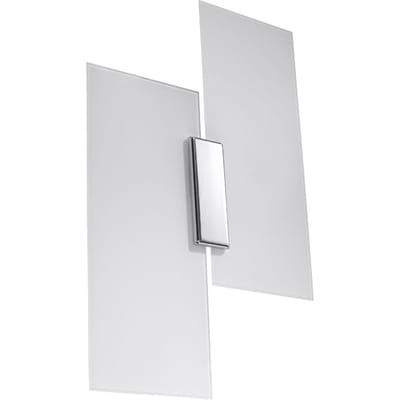 Wandlamp FABIANO met wit matglas en chromen details - Sollux Lighting - IP20 - Chroom/wit staal/glas behuizing - 27 x 7 x 37 cm - 2 x E27 LED, exclusief lichtbron - 2 x 15 W - Moderne wandlamp voor gang, hal en woonkamer