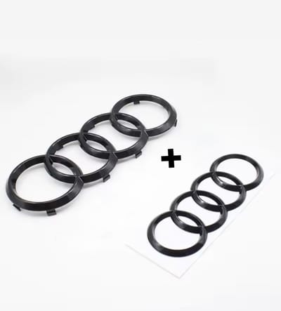 GlobalLife Bundel inclusief de officiële GlobalLife Sticker | Audi Emblemen Set – Black Edition – Grill Logo 273 mm + Kofferbak Logo 192 mm | Zwart | Luxe Badge Set voor Veel Audi‑Modellen - Geleverd met GlobalLife Webshop bundel Sticker