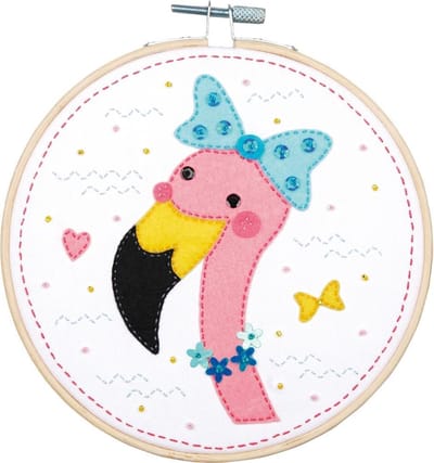 Vervaco - Knutselkit met vilt - Flamingo - PN-0186176 - Borduren - Borduurpakket - Borduurpakket volwassenen - Borduurpakket kind