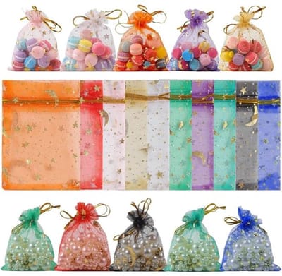 Megcdtr Organzazakjes, 100 stuks, 9 x 12 cm, organzazakjes, 10 kleuren, sieradenzakjes, lavendelzakjes, geschenkzakjes, organza voor bruiloft, verjaardag, Kerstmis, Valentijnsdag