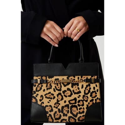 GUESS Annah Small Top Hand Pony Leopard Fur Taglia: OS | Borse a mano Outlet | Donna