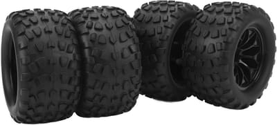 Set van 4 Zwarte Kunststof Rubber RC Autobanden voor 1/10 Trucks