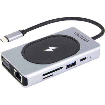 Dicota USB-C 10-in-1 Wireless Charging Dock 4K PD 100W + 15W USB-C dockingstation Geschikt voor merk (dockingstation): Universeel