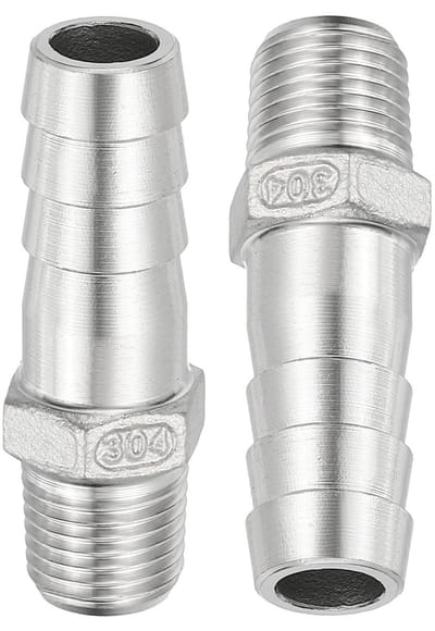 Dailygoods- Slangkoppeling 2 Stuks - 304 Roestvrij Staal - 13 mm Slangweerhaak - 1/4 Inch NPT Buitendraad - Sterke Verbinding - Corrosiebestendig - Slangconnector