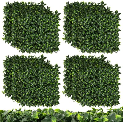 COSTWAY 12 stuks kunsthegplantenwand, 50 x 50 cm, panelen met bladeren, gesimuleerd gazon, kunstplant, wandplant voor muur, balkon, tuin, groen