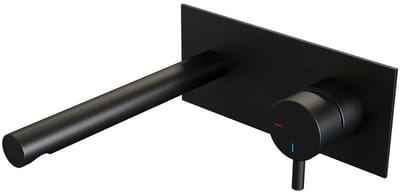 Brauer Black Edition Inbouw Wastafelmengkraan met Rechte Uitloop en Afdekplaat Model B1 Mat Zwart