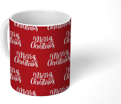 Mok - Koffiemok - Quotes - Christmas - Patronen - Rood - Wit - Mokken - 350 ML - Beker - Koffiemokken - Theemok