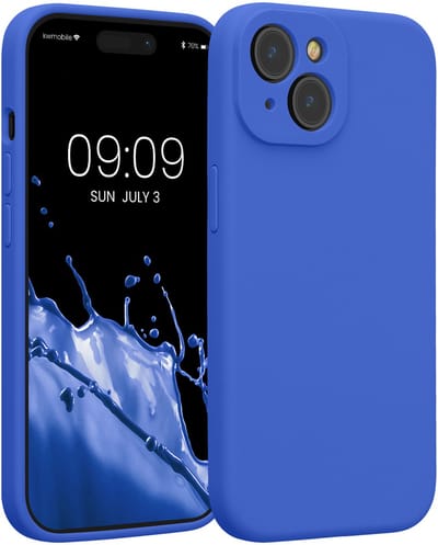 kwmobile telefoonhoesje geschikt voor Apple iPhone 15 - TPU backcover met siliconen coating - Smartphone case in Baltisch blauw