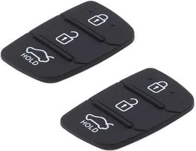 Dailygoods- Knop Pads 3-Knop - Rubber - 2 Stuks - Afstandsbediening Sleutelhanger - Vervangingsonderdeel - Compatibel met Hyundai