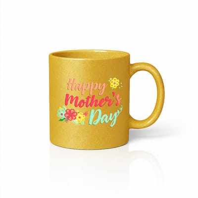 Luxe Gouden Moederdag Mok - Happy Mother's Day Bloemen Cadeau - 330ml - Metallic Goud