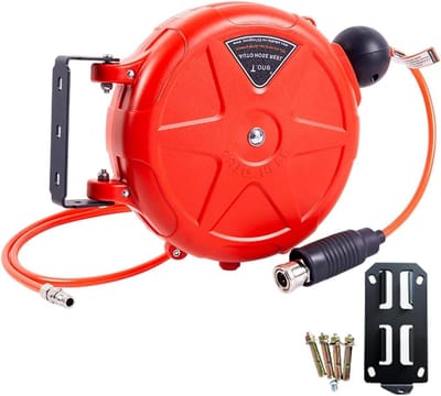 Slanghaspel - Luchtslanghaspel Intrekbaar - Werkplaats Ordening - Automatisch Oprollen - 10 meter - Rood