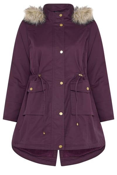 Yours Bordeauxrode Parka Van Imitatiebont Size 42