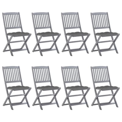 vidaXL - Inklapbare - stoelen - 8 - st - met - kussens - massief - acaciahout
