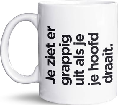 NietMokken.nl - Grappige Mok met Tekst "Je Ziet Er Grappig Uit Als Je Je Hoofd Draait" - Keramische Koffiemok 325 ml - Humor Mok - Perfect Cadeau voor Vrienden en Familie - Originele Beker voor Koffie of Thee