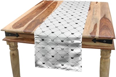 ABAKUHAUS – Moderne Tafelrunner Koningskroon – 40x180 cm, Zwart-Wit