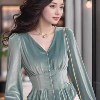 Fluwelen Shirt met Lange Mouwen Herfstkleding voor Vrouwen Nieuwe Modieuze Vroeg-Herfst Paarse Top 2XL gray