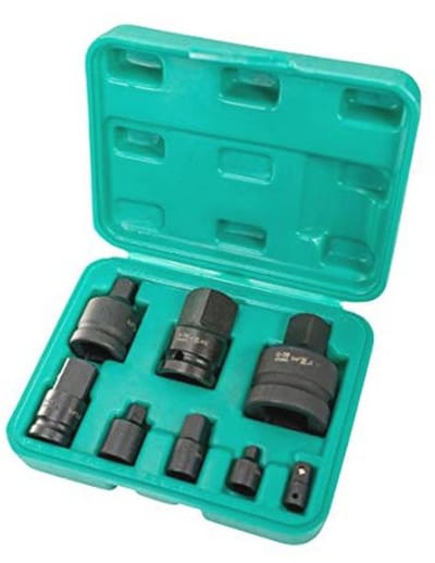 8-Piece Power Adapter Set with Chrome Vanadium Steel for Various Sizes