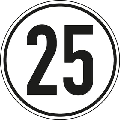 Tempo 25 km bord - aluminium 200 mm