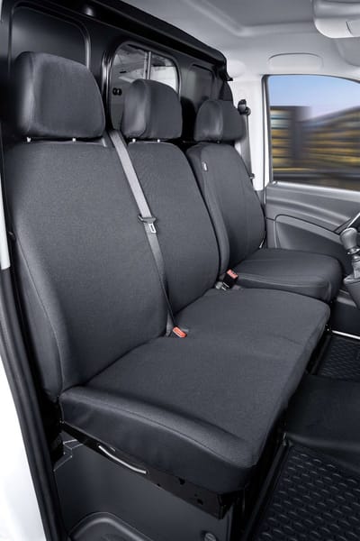Walser Autostoelhoes Transporter Fit van stof antraciet geschikt voor Mercedes-Benz Viano/Vito - Einzel & - Dubbele Bank