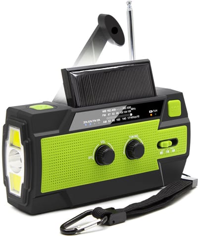 Noodradio - Noodpakket - Draagbare overlevingsradio - Handcrankradio - Zonne-energiebank - Zaklamp - Groen 4000mAh