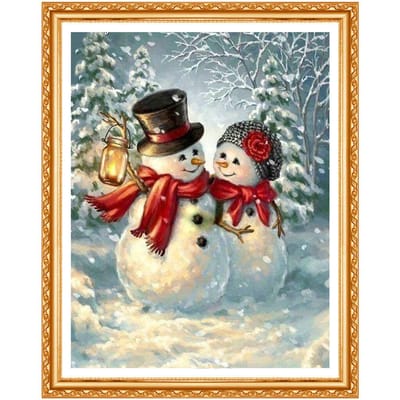 Bricolage le bonhomme de neige 5D décor à la maison diamant peinture murale ronde diamant peinture point de croix artisanat 20X30CM gray