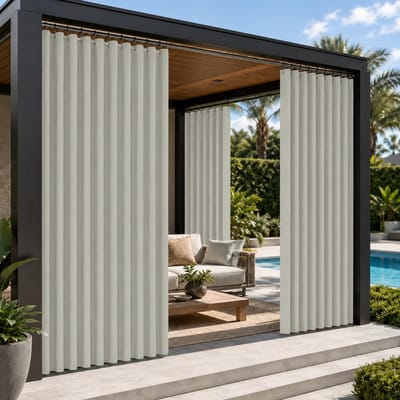 MUPOO Buitengordijn Extra Breed 254 cm - Buitengordijnen Waterdicht met Ringen - Privacy & Lichtwerend - Zonwerend Buiten Gordijn 230GSM - Outdoor Gordijn voor Terras, Veranda, Balkon en Schuifdeur - B254 cm x L244 cm - Wit - 1 Stuk