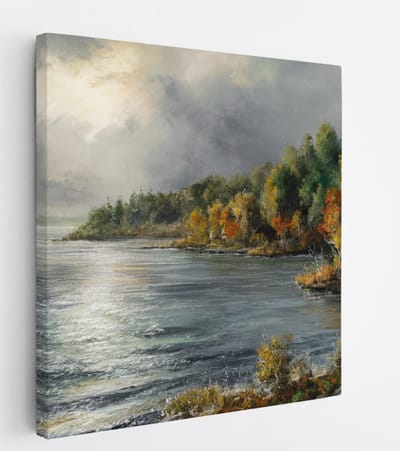 Saammp Canvas Schilderij - Bos - Kunst - Abstract - Landschap - Natuur - 20x20 - Foto op canvas - Wanddecoratie - Muurdecoratie Woonkamer - Slaapkamer decoratie - Canvas Print