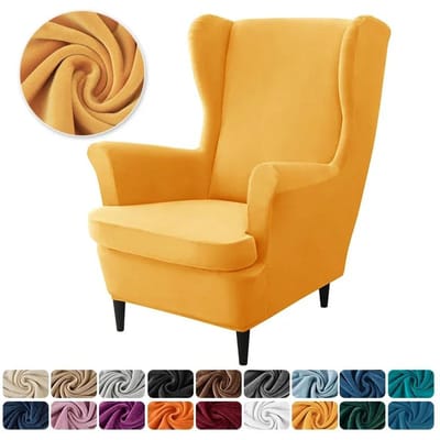 Fluwelen Oorfauteuilhoezen Stretch Wingback Bankhoes met Zitkussenhoes Elastisch Effen Kleur Bank Fauteuil Stoel Slipcovers