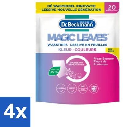 Dr. Beckmann - Magic Leaves - Wasstrips - Gekleurde Was - Frisse Bloesem - 20 Wasbeurten - Voordeelverpakking - 4 stuks