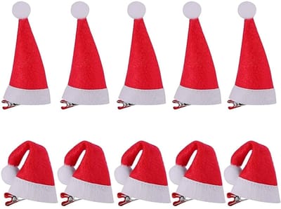 Dailygoods- Kersthaarsieraden 10 stuks - Rode Kerstmutsen - Haaraccessoires - Haarspelden - Hoofdtooi - Geschikt voor volwassenen/kinderen - Fijn vakmanschap - Kersthaaraccessoires