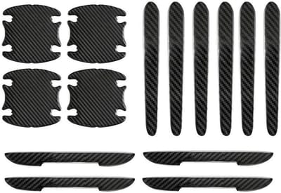 Deurbeschermers Set - Krasbescherming Auto - Auto Beschermen - Koolstofvezelpatroon - 14 Stuks - Zwart