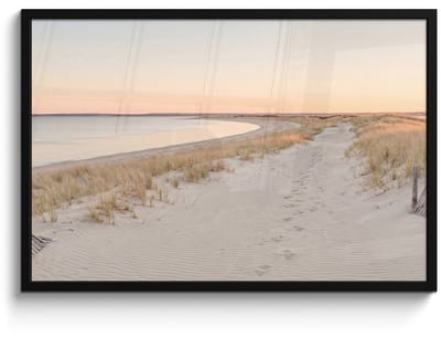 Poster in lijst - Fotolijst 90x60 cm - Posters - Kustlijn - Horizon - Hek - Posterlijst zwart - Decoratie - Wanddecoratie woonkamer - Muurdecoratie slaapkamer