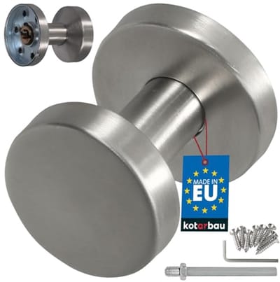 KOTARBAU® Deurbeslag, Deurknop, RVS, Ø 50 mm, Zilver, ronde Deurklink, Deurkruk, Niet Draaibaar, Vaststaand, Deurknop Buitendeur