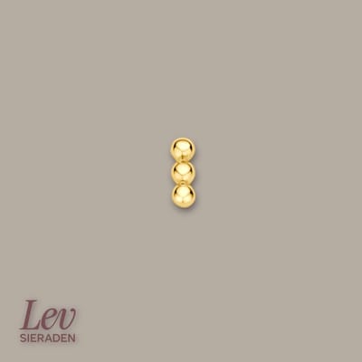 Lev Sieraden - 14 karaat Geelgouden Labret piercing - 1.0 x 8 mm met 3 ball 4.5 mm - Gold - Piercing - labret piercing - neuspiercing staafje - tragus piercing - Monroe piercing - Oorpiercing