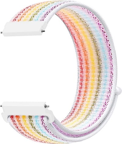Nylon bandje - geschikt voor Garmin Venu 2s / 3s / 4 (41mm) / Vivoactive 4s / Forerunner 255s / 265s - Huawei Watch GT 5 Pro - 42mm / GT 6 / GT 5 / GT 4 - 41mm - regenboog