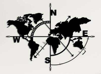 3D Metal Wereldkaart Wanddecoratie - Stalen Silhouet voor Woonkamer & Kantoor (117x91 cm)