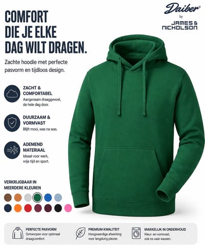 James And Nicholson Heren Basis Hoodie (Iers Groen)
